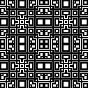 典雅的黑色和白色矢量模式，几何方形瓷砖