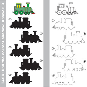 机车的玩具。找到真正正确的阴影