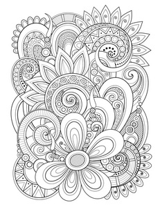 着色书页.矢量轮廓图.抽象华丽艺术照片