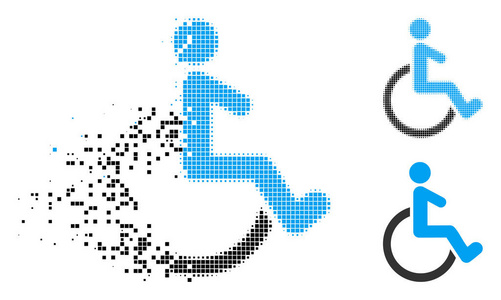 溶解像素半色调轮椅图标