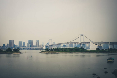 日本东京彩虹桥与城市景观