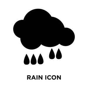 雨图标向量被隔离在白色背景上, 标志概念上的雨标志在透明背景下, 充满黑色符号