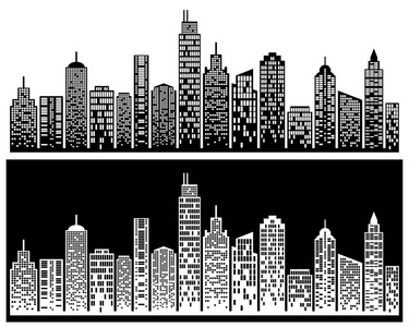 城市天际线建筑剪影