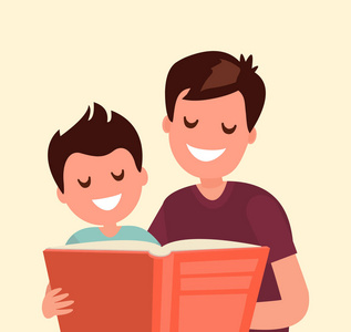 父亲给他的儿子读一本书