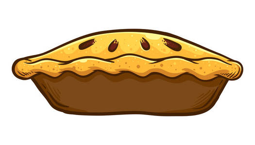 苹果蛋糕符号手画传统苹果派的矢量图解照片