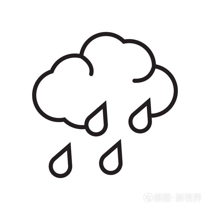 雨图标矢量符号和符号在白色背景下被隔离 雨标志概念