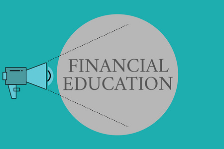 概念性手写显示金融教育。商业照片文本了解金融和投资等货币领域