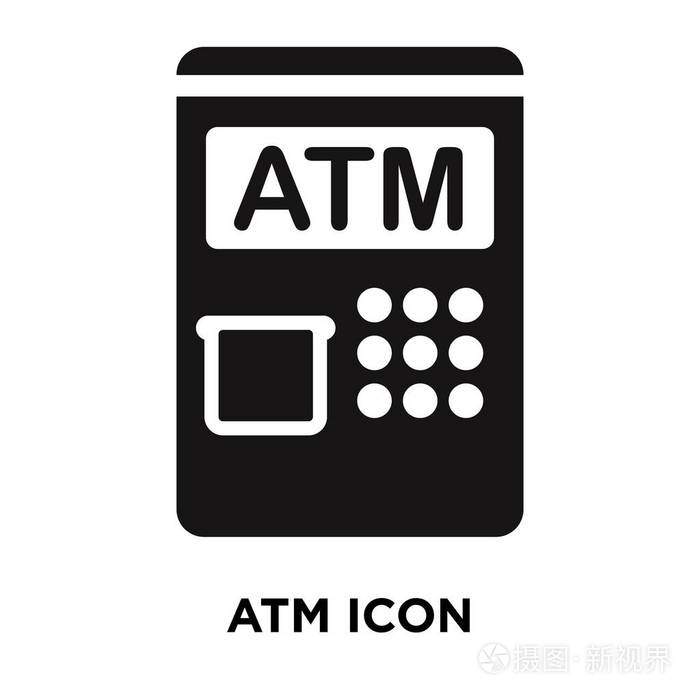 atm 图标矢量隔离在白色背景上, 在透明背景下的 atm 标志概念, 填充