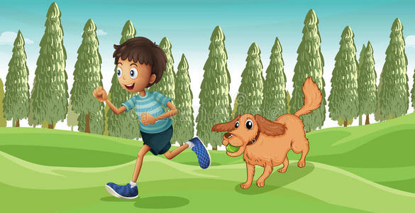 狗与主人与主人玩耍的狗照片