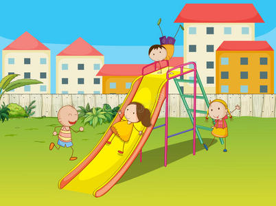 儿童滑梯素材图片