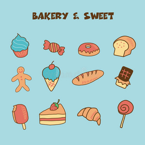 面包店和甜点图标