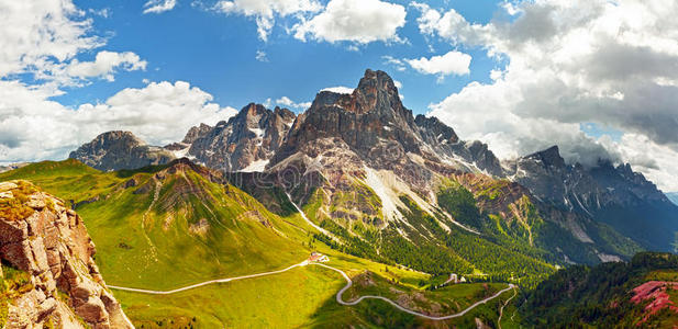 小山 高的 夏天 草地 美女 风景 阿尔卑斯山 白云石 欧洲
