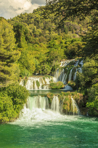 克尔卡国家公园skradinski buk大马提亚瀑布，克罗地亚，欧洲