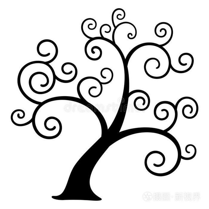 白色背景上的黑色树形轮廓插画-正版商用图片0sipfo-摄图新视界
