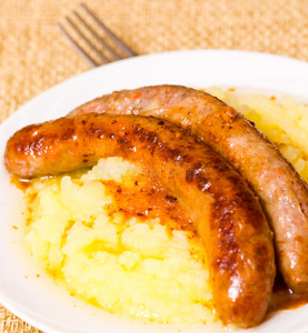 土豆泥香肠照片