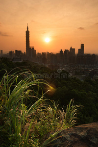 台北日落城市景观