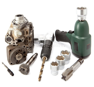 汽车修理高压泵，绿色空气冲击扳手，空气钻细节