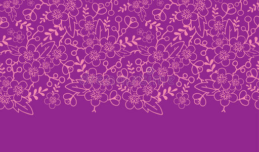紫色花朵水平无缝图案