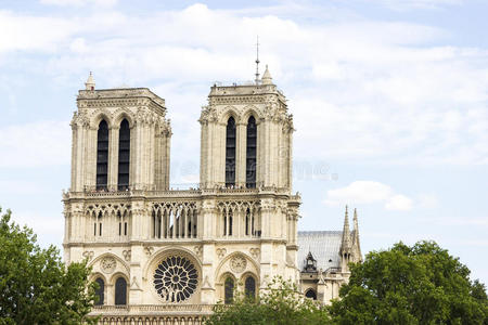 背景优美的巴黎圣母院大教堂