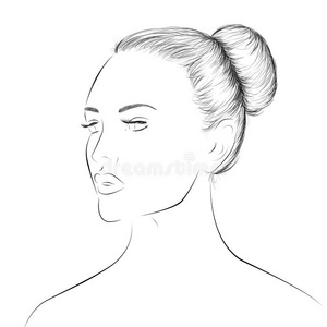 素描线条女性面部线条素描照片