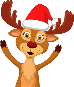 可爱的卡通鹿在招手照片