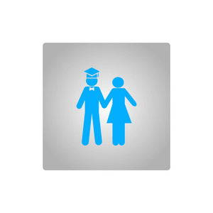 男子在单身汉帽和妇女牵手的矢量图标