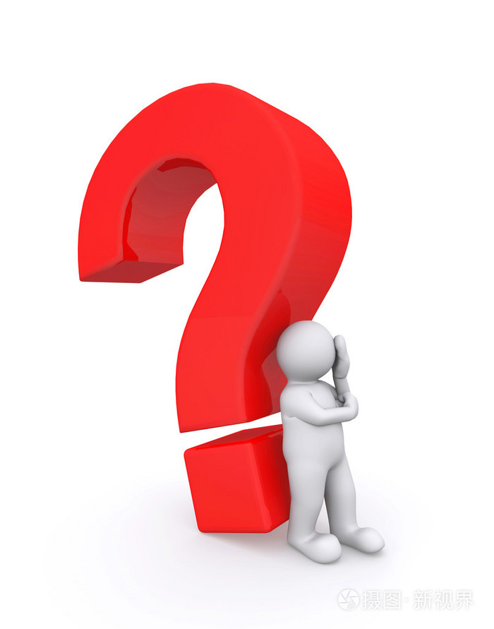 红问号的白人男子