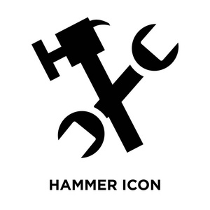 标志概念的锤子标志在透明背景, 实心黑色符号标志设计法官锤子捅标