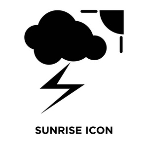 日出图标矢量隔离在白色背景上, 标志概念的日出标志上透明的背景, 充满黑色符号