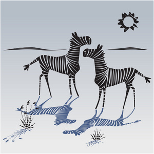 矢量图的夫妇的斑马条纹的阴影.黑色和白色的动物图形艺术照片