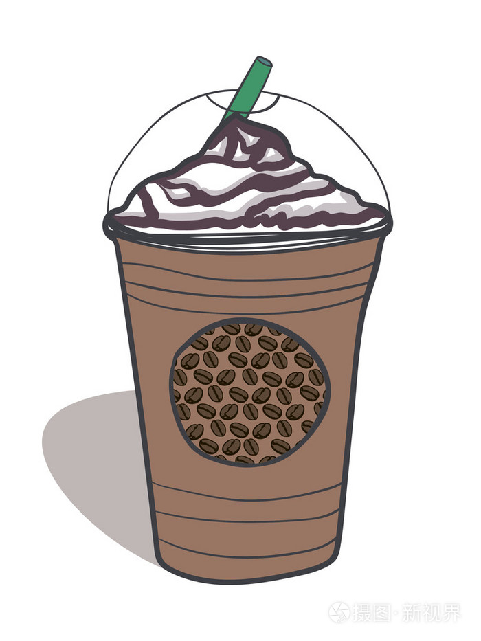 白巧克力拿铁咖啡.咖啡.矢量图,打印.厨房的艺术