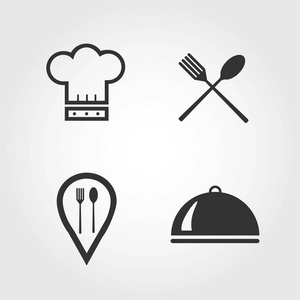 厨师和食物图标, 平面设计