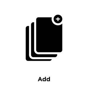 在白色背景上添加图标矢量, 在透明背景上添加符号的徽标概念, 填充黑色符号