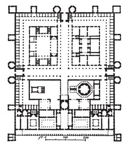戴克里的宫殿, 计划, Dioklecijanova palaca 在克罗地亚, 一座大厦在分裂, 修造由皇帝戴克里, 复古线绘