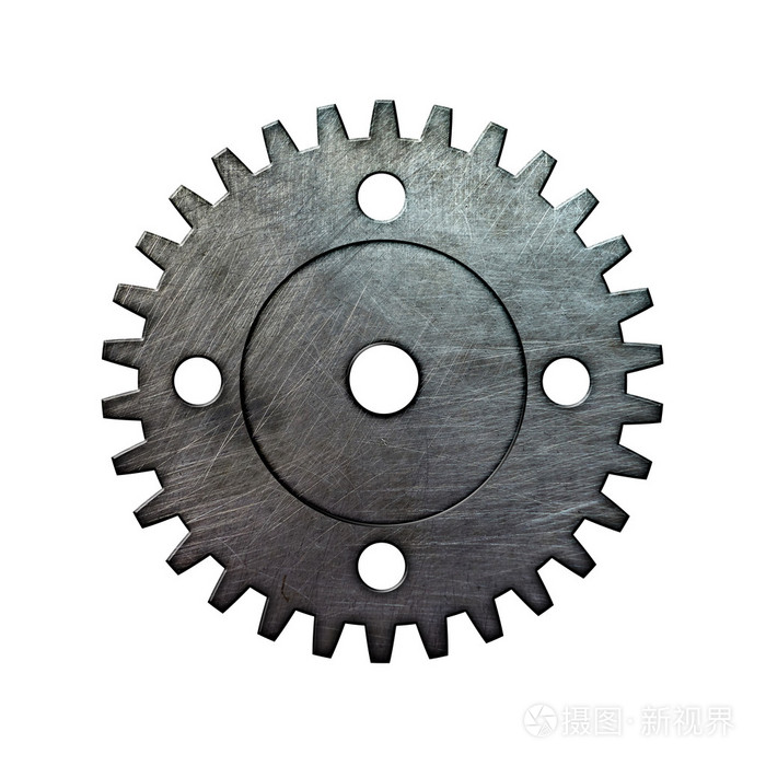 孤立的白色背景上的金属齿轮