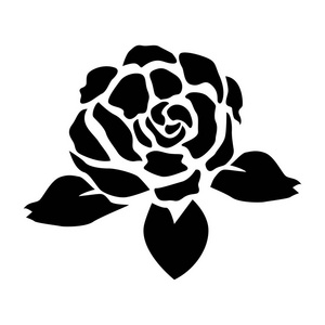黑色剪影玫瑰色, 黑花玫瑰色, 黑白被隔绝在白色背景向量例证