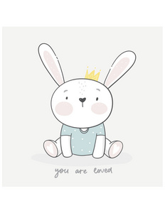 一些小兔子爱你你喜欢在皇冠上的字母和可爱的兔子照片