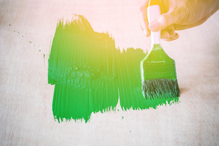 手绘画家木桌使用绿色装饰图片