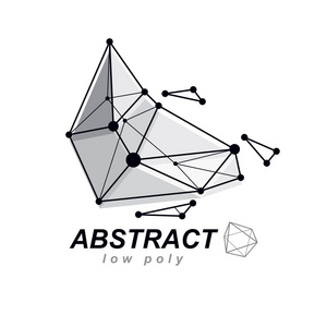 矢量抽象三维几何形状，多边形图。技术公司标志