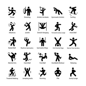 标枪投掷图标运动员和奥林匹克标志符号矢量图标照片