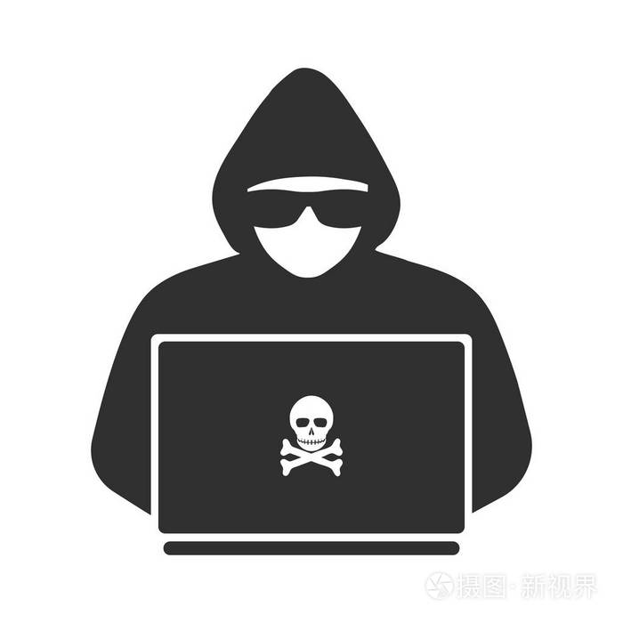 带有笔记本电脑的黑客图标