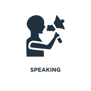 说话的图标.黑色填充矢量图.在白色背景上说符号.