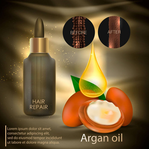 Argan 油用于头发护理。向量