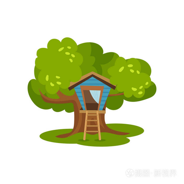带有小房子和树的画图片