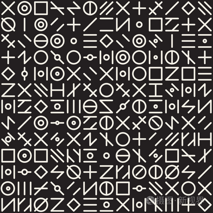 矢量无缝黑白几何随机形状网格拍