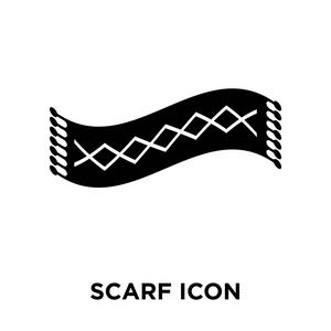 围巾图标矢量隔离在白色背景上, 标志概念的围巾标志在透明的背景下, 填充黑色符号