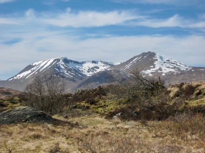 高地 Scotland 山景观背景蓝多云 sky 大景观