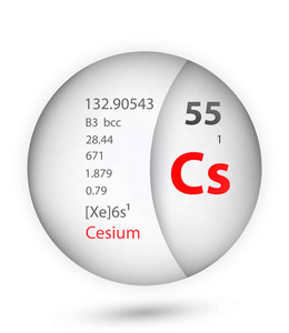 在徽章样式的铯图标。周期表元素铯图标。一个化学标志集合图标可以用于在白色背景上的 UiUx