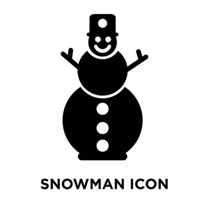 雪人图标矢量隔离在白色背景, 标志概念雪人标志在透明背景, 充满黑色符号