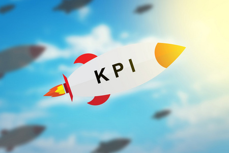 组 Kpi 或关键绩效指标平面设计火箭
